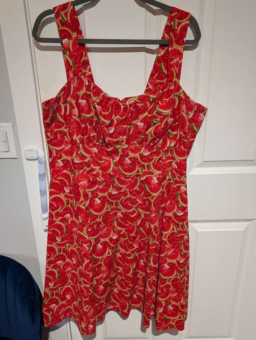 cherry velvet watermelon print pinup style dress retro vintage 1x
